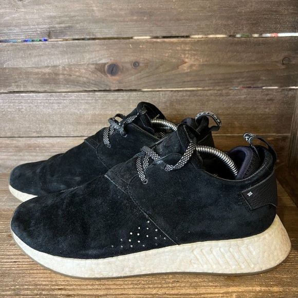Mens Adidas NMD‎ C2 Suede Black Running Athletic Shoes Sneakers Size 10.5 D GUC - Picture 2 of 6